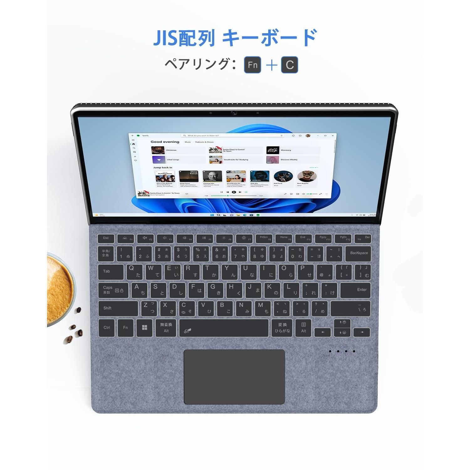 新品ブルー Omikamo マイクロソフト Surface Pro キーボード ワイヤレス Surface Pro7/6/5/4/3対応 キーボード Bluetooth 日本語配列 Surface Pro キーボード 薄型 Typ-C充電式 トラックパッド付き