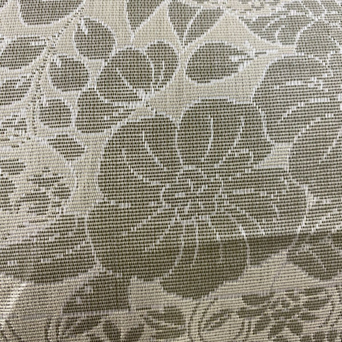 袋帯 秀品 草花 青海波 灰緑 全通 正絹