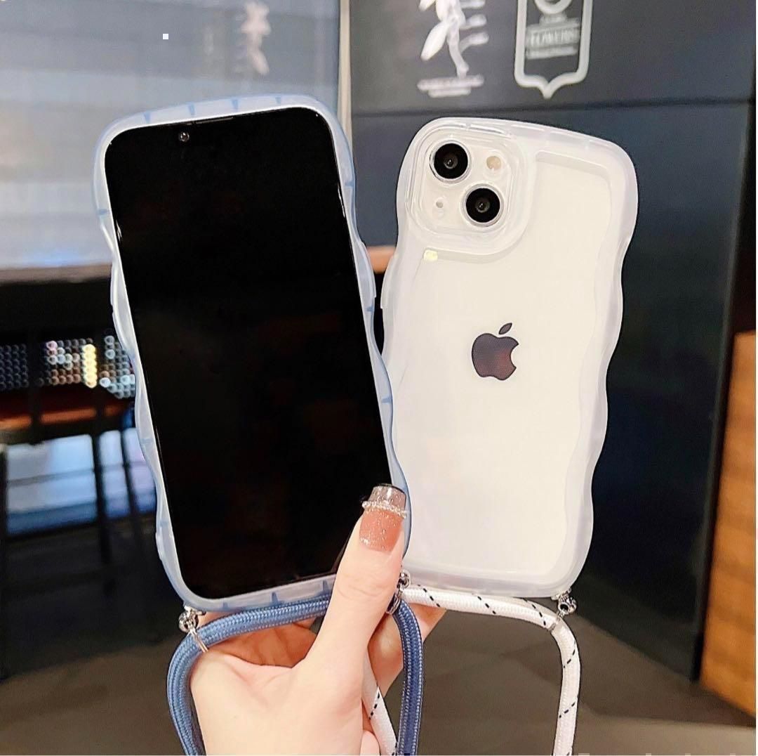携帯ケース 黒 スマホケース 女の子 iPhoneケース アイフォン ソフトケース 新品 未使用 クリア 人気 ウェーブ フルカバー 薄型  ショルダーおしゃれ 韓国 可愛い 紐つき 便利 安い iPhone14 iPhone15 iPhone16 ブラック - メルカリ, image size:1080x1076