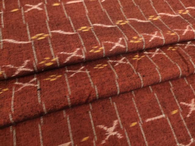 平和屋着物▽上質な紬 単衣 絣文様 正絹 逸品 DAAS0098az