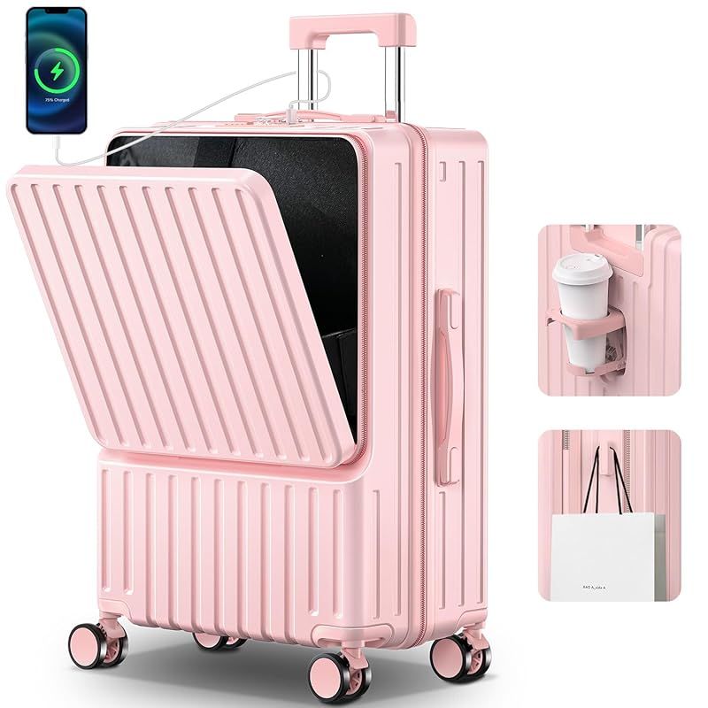 BARGOCH] スーツケース フロントオープン キャリーケース usb