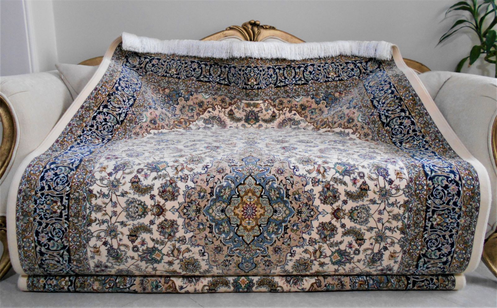高品質、高密度織！輝く、多色織絨毯！本場イラン産100×150cm‐200971