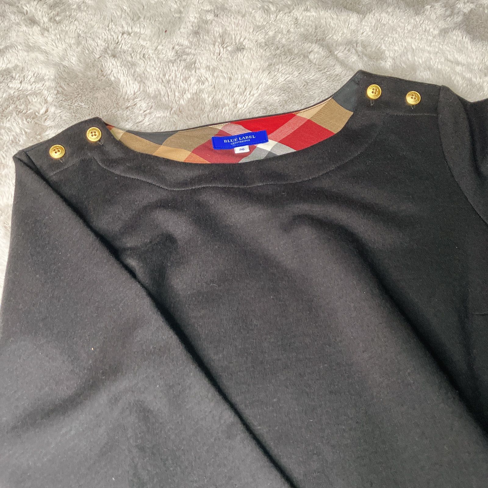 ブルーレーベル クレストブリッジ ワンピース 黒 チェック柄 裏地付き