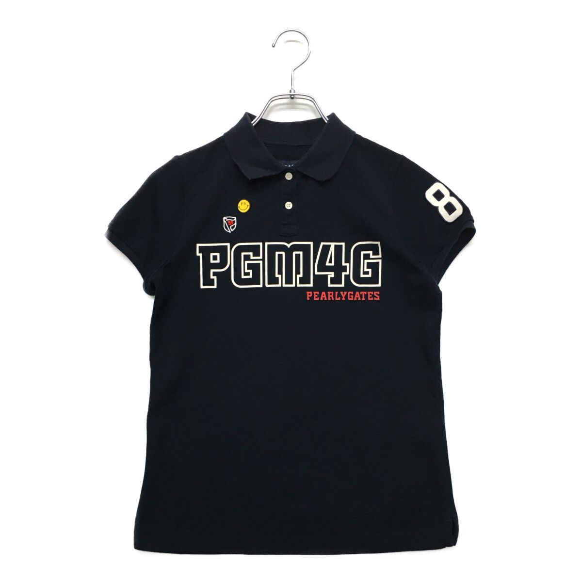 中古 レディース パーリーゲイツ PEARLY GATES 半袖ポロシャツ 0(S) 紺 ネイビー
