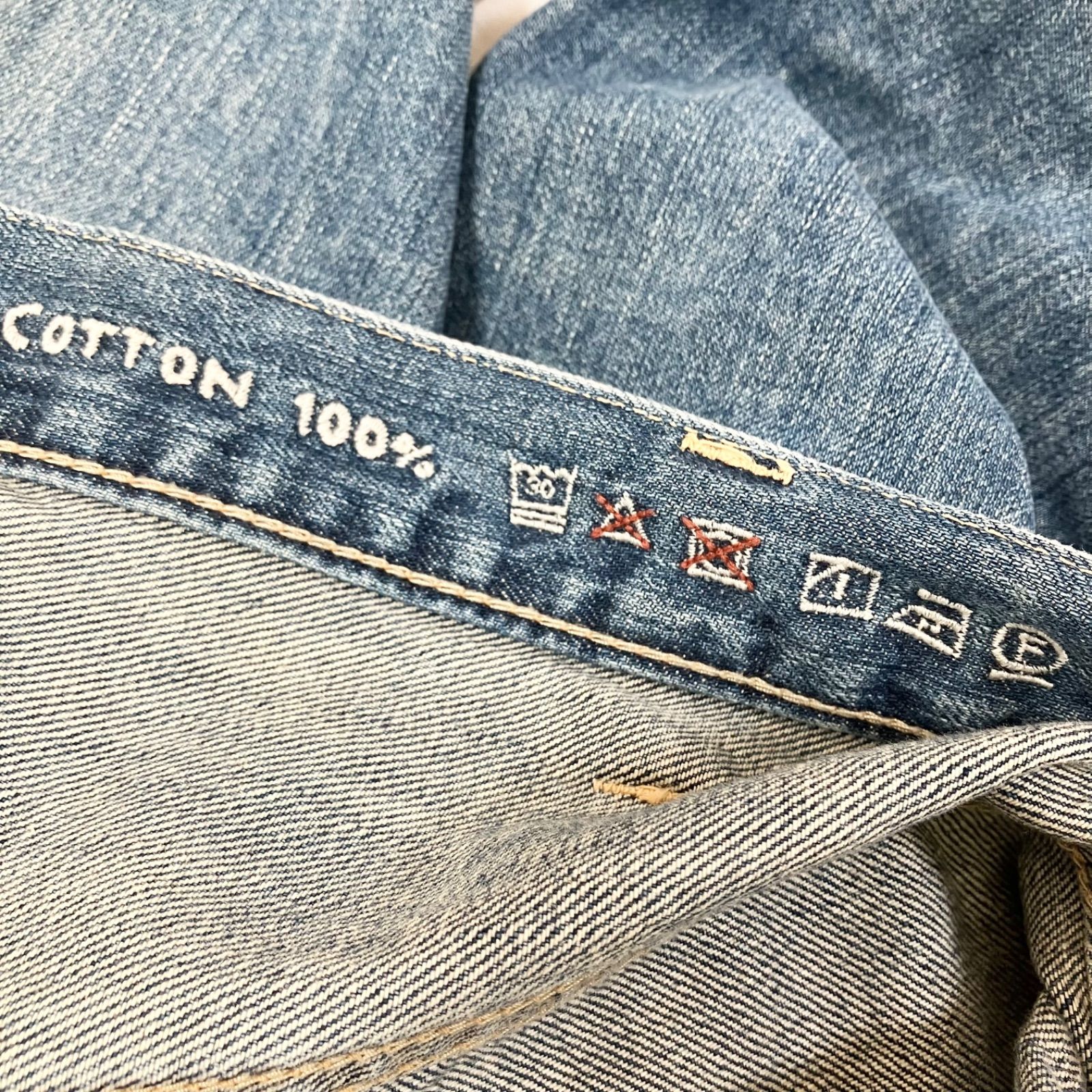 45R ライ麦デニムのクロスオーバーパンツ（重） デニムパンツ 34  