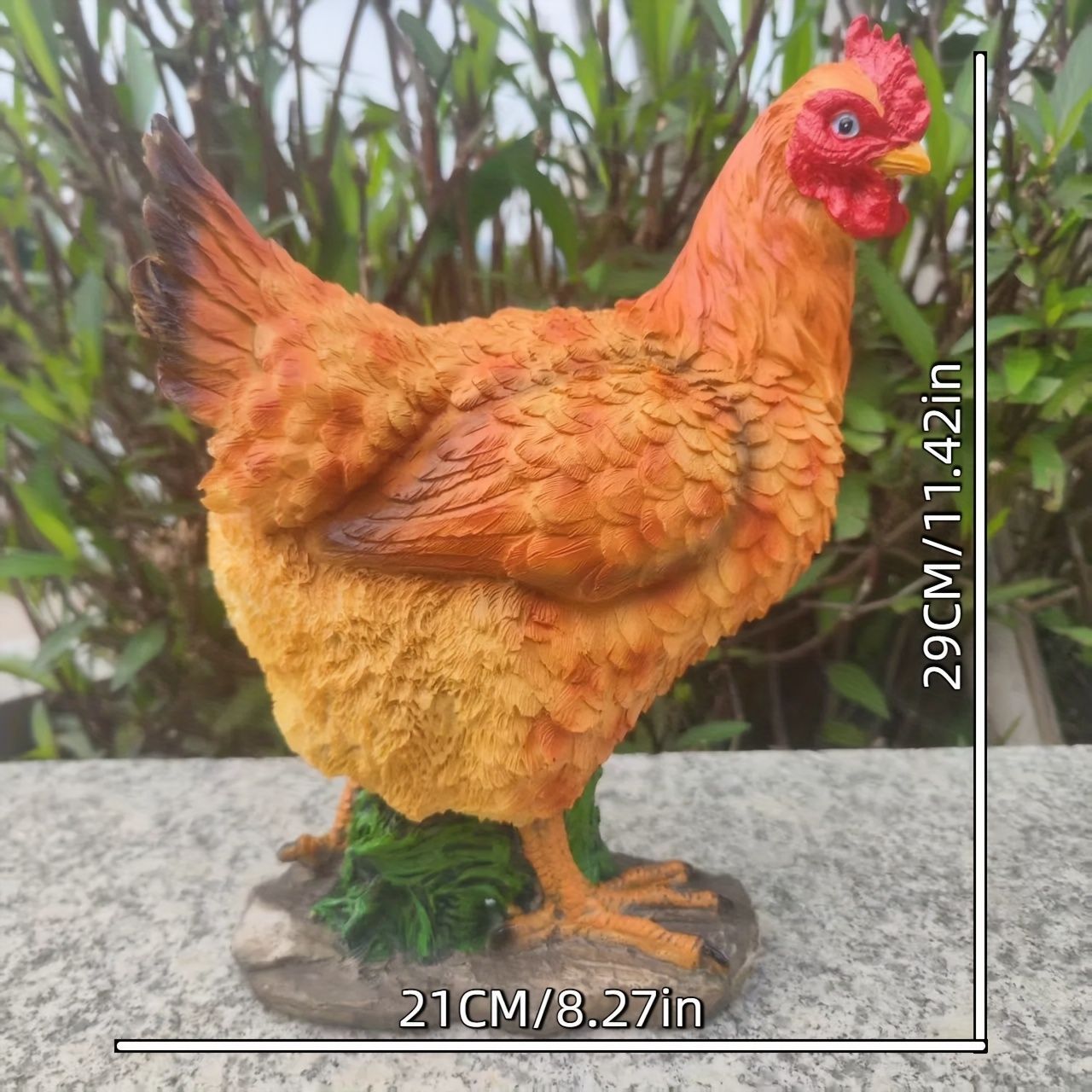 ミニチュア 置物 茶色 ニワトリ リアル 29cm 名古屋コーチン 鶏 樹脂像 