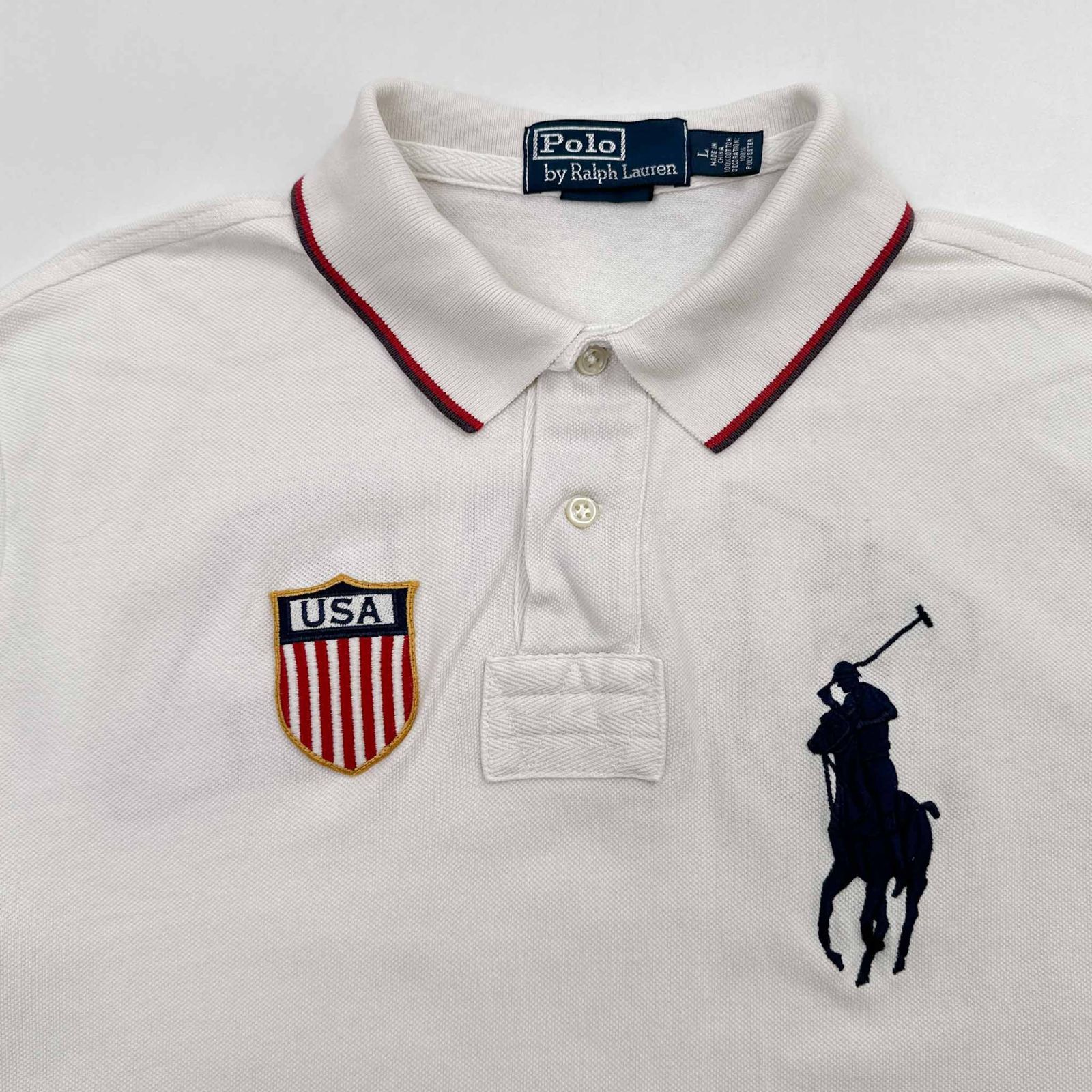 ポロラルフローレン　ビッグポニー　ナンバリング刺繍ロゴ鹿の子ポロシャツ　古着 ポロ ラルフローレン POLO RALPH LAUREN ビッグポニー 半袖 ポロシャツ