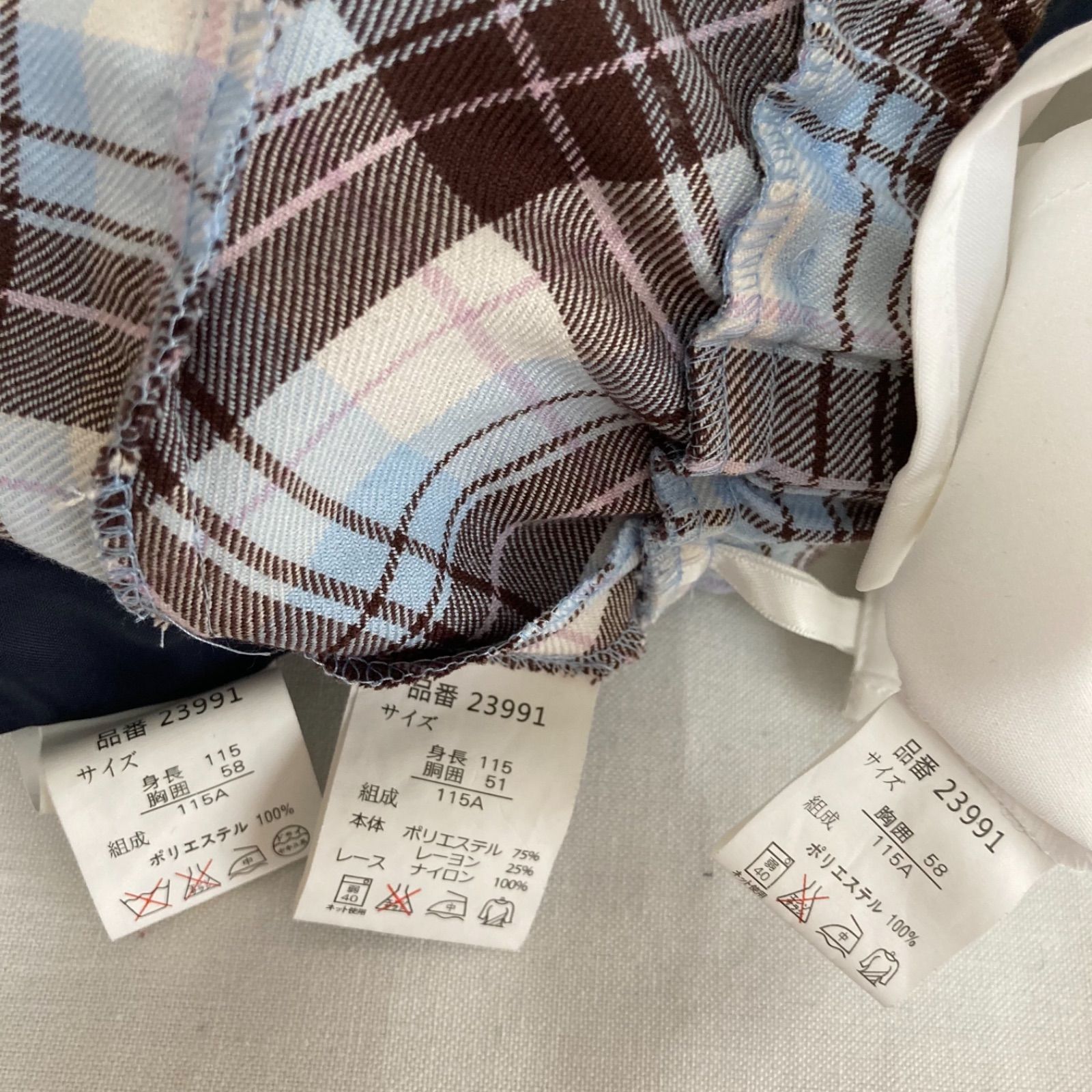 ミチコロンドン フォーマルスーツ 115 120 チェック柄 卒園式 入学式  