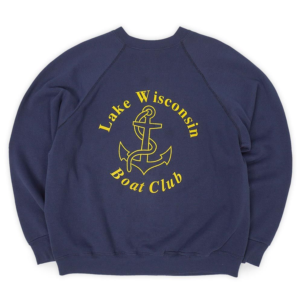 タルテックス Tultex 90s 90年代 Lake Winconsin Boat Club ロゴプリント アンカー 錨 MADE IN USA アメリカ製 ヴィンテージ 古着 スウェット トレーナー ネイビー / 紺 L【中古】
