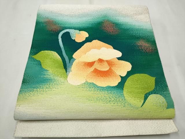 平和屋着物○爪掻き本綴れ 八寸名古屋帯 草花文 正絹 逸品 CAAT8100hy