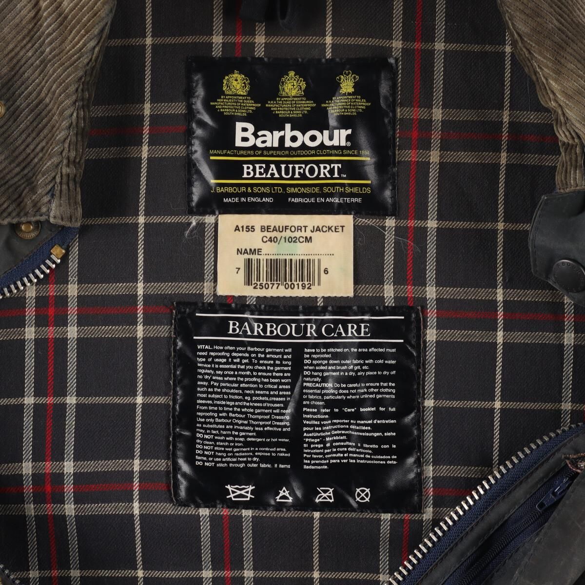 古着 90年代 バブアー Barbour BEAUFORT ビューフォート 旧3ワラント バッジ付き オイルド ハンティングジャケット 英国製 C40  メンズM ヴィンテージ /eaa209107