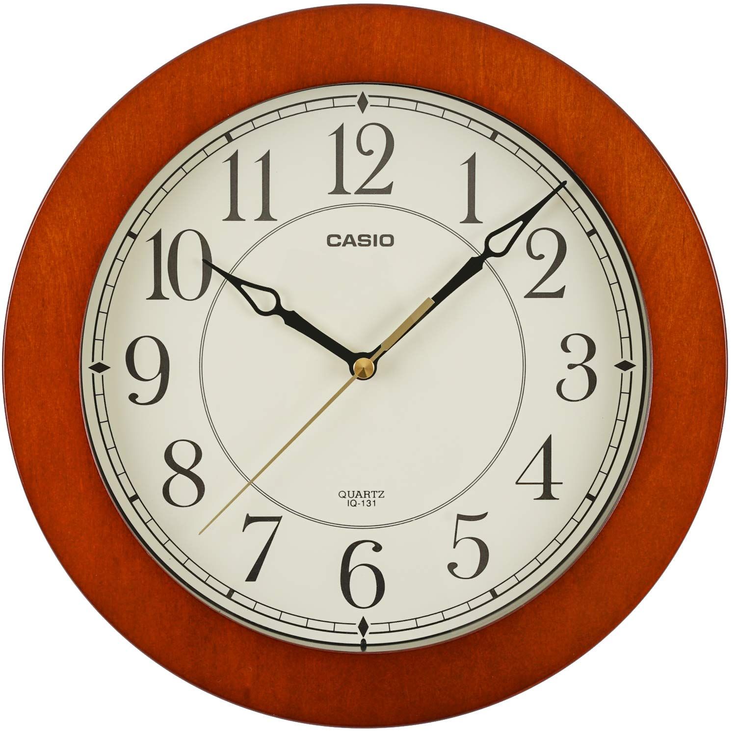 CASIO(カシオ) 掛け時計 ブラウン アナログ 直径26cm 木枠 IQ-131-5JF [ブラウン] [26.0×26.0×3.7cm]