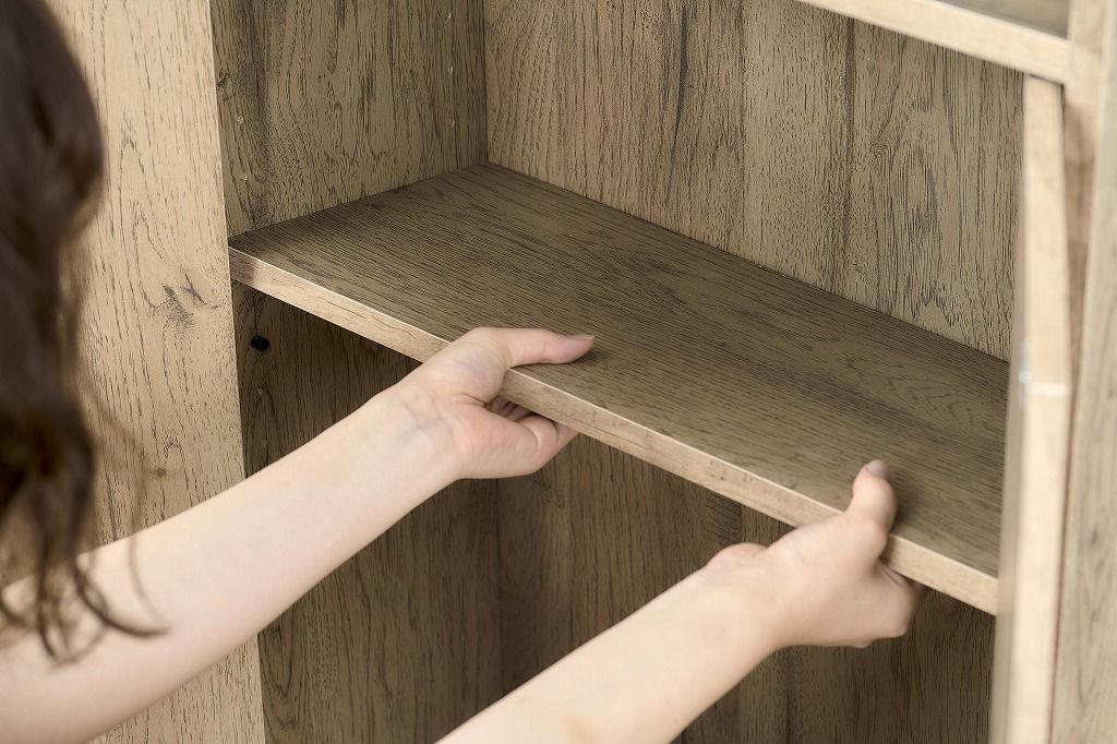 アイリスオーヤマ HIROBIROシリーズ ウッドリビングキャビネット 幅約54×奥行約26×高さ約112.4cm 食器棚 ラック 棚 11段階調整 アッシュブラウン WRC-540 IRIS OHYAMA