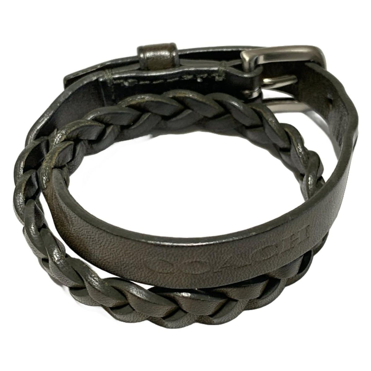 COACH ブラウンレザーブレスレット 本革 COACH(コーチ) ブレスレット - レザー ダークブラウン×シルバー - メルカリ