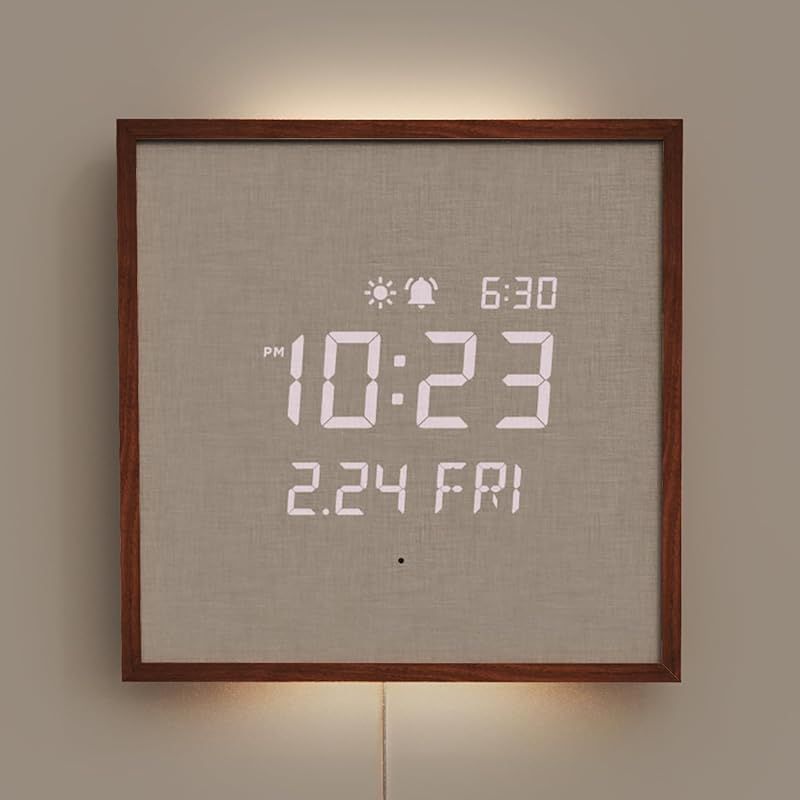 在庫セール mooas 木製フレーム バックライト 常夜灯 LED 壁掛け時計 3つの使用モード 平日|週末選択アラーム 壁掛け|スタンドの2通り設置 多機能LED時計 アラームクロック 12|24時間モード リモコン操作 4段階の明るさ調節 サンラ 0