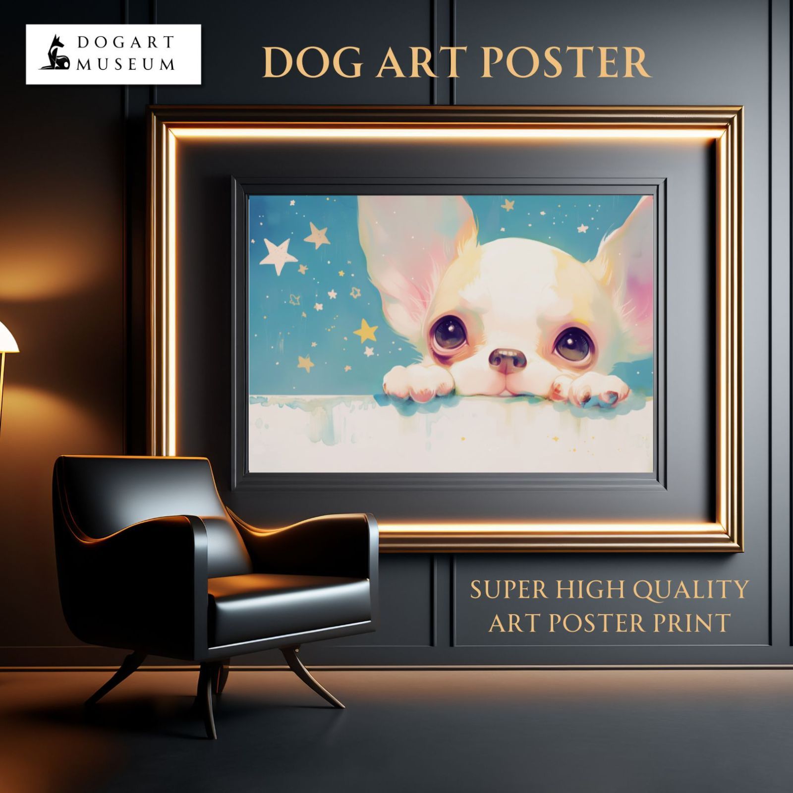 【The Starry Dog（星降る犬） - チワワの子犬 No.3】星・スター・かわいい・子犬・アートポスター・犬の絵・犬の絵画・犬のイラスト