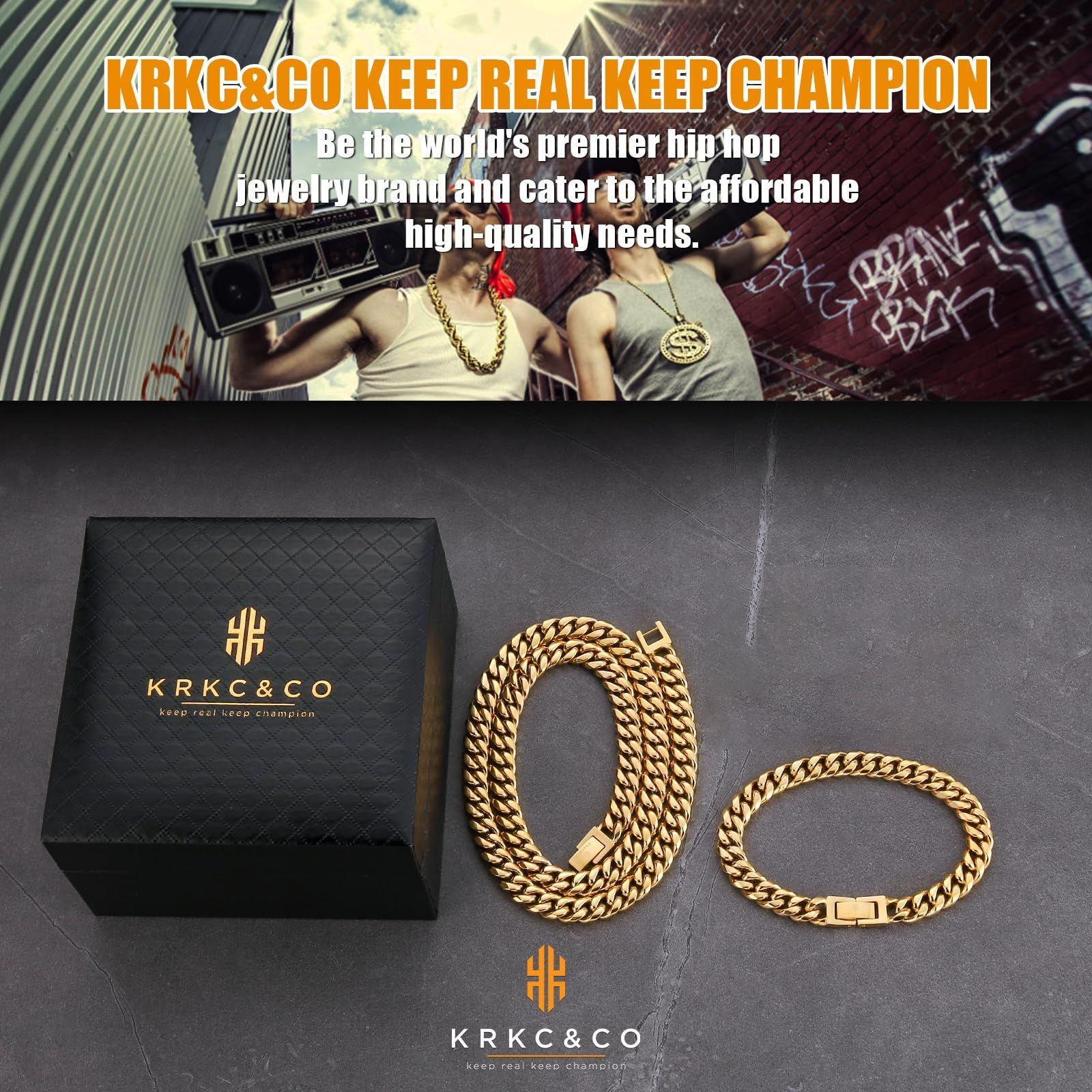 在庫 KRKC-CO 喜平ネックレス＆ブレスレット 幅8mm メンズ チェーン 4面カット HIPHOP プレゼント 誕生日 USTAUSTRALIA_COM_AU