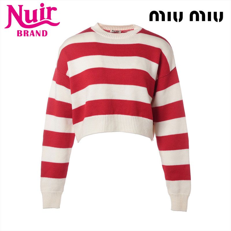 Miu Miu ミュウ ミュウ ニット Size 36 ボーダー ウール バックロゴ