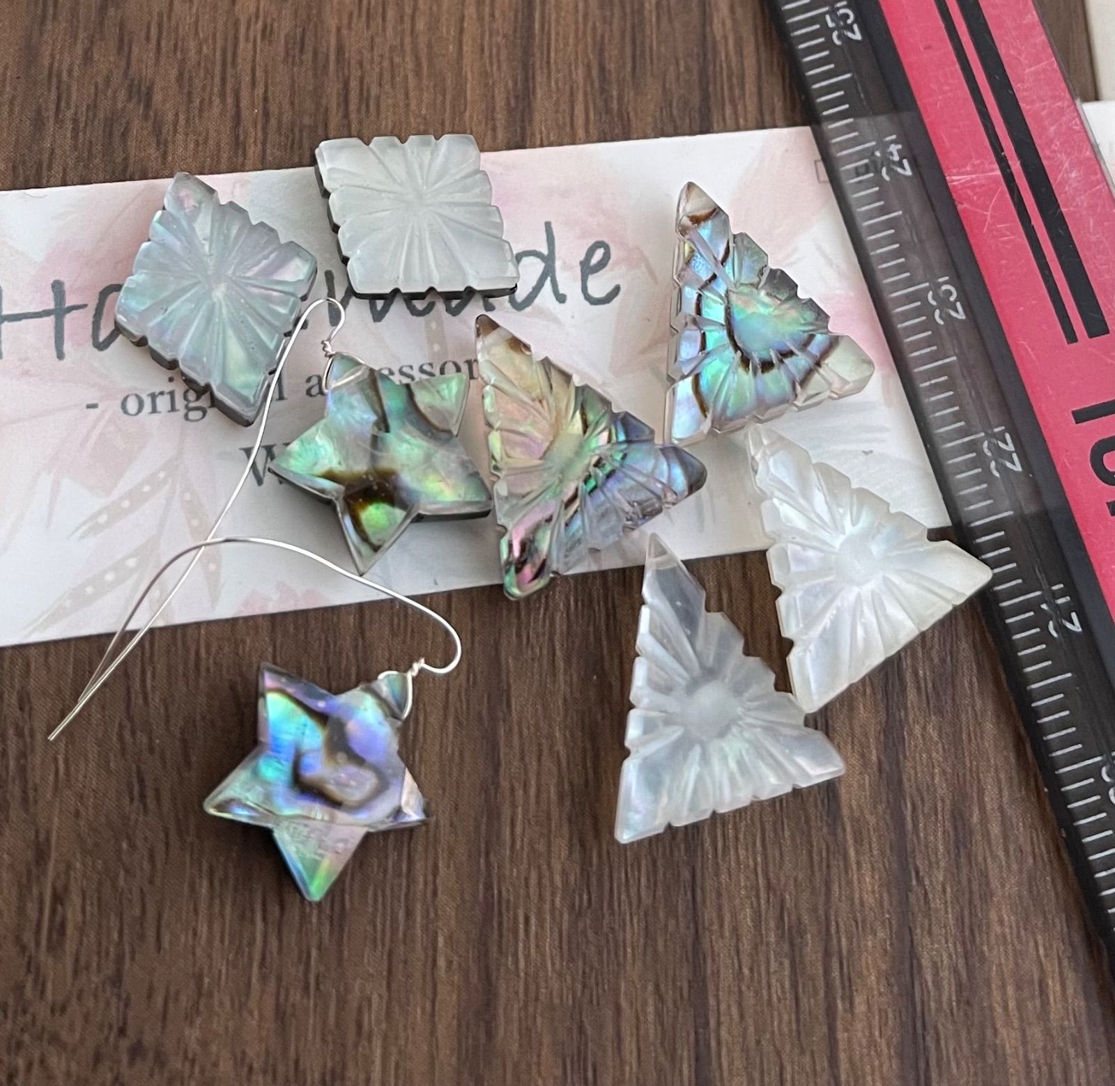 専用❣️マラカイト×水晶×MOPカービング＆フローライトのピアス