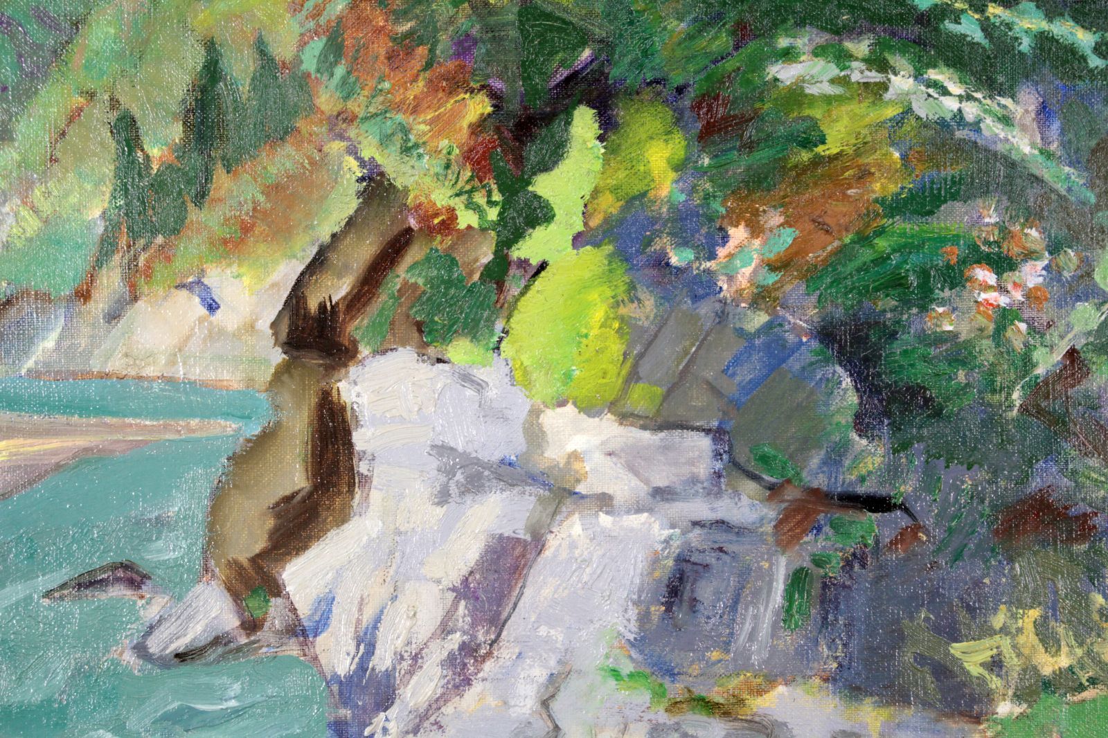 中村善策 「新緑の谿」 油絵・油彩画 絵画 - 北海道画廊（五色沼