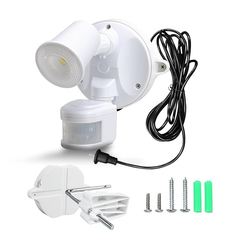 LED人感センサーライト、屋外用、コンセント式、明るさ1250ルーメン、AC 100V 50/60Hz、IP54 防雨、電源コード5m、1灯式、省エネルギー、?日本語の取扱説明書 (コンセント式1灯) 1
