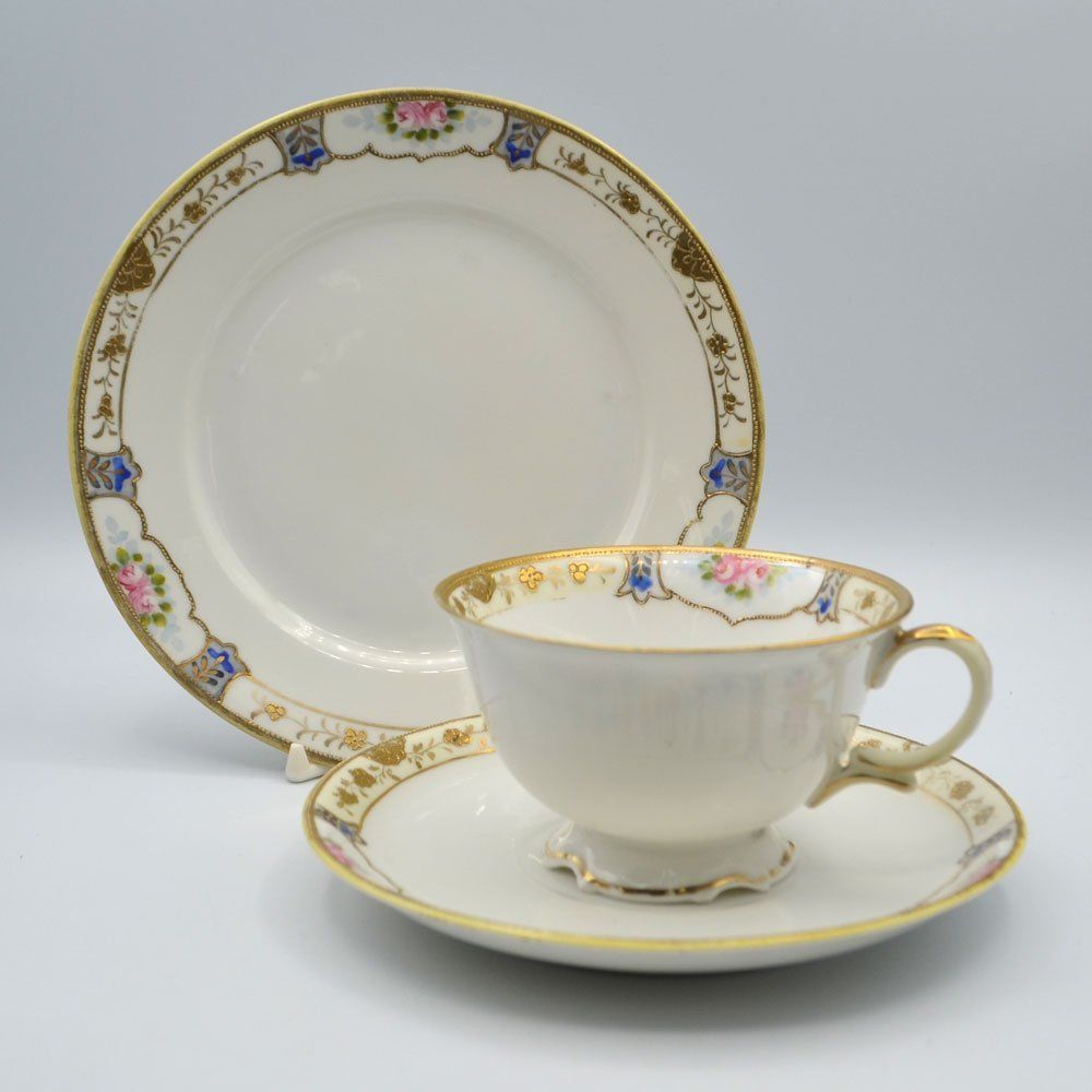 アンティーク食器 Noritake オールドノリタケ 金盛り トリオ・ティー 