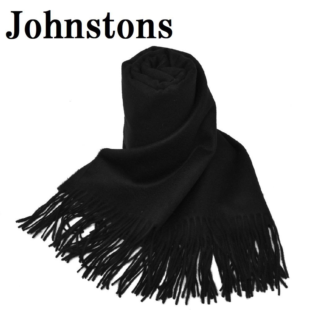 ジョンストンズ Johnstons WA000056 SA0900 WA56 Woven Stole 大判 ストール マフラー スカーフ カシミア プレーン 無地 レディース メンズ ブラック 黒