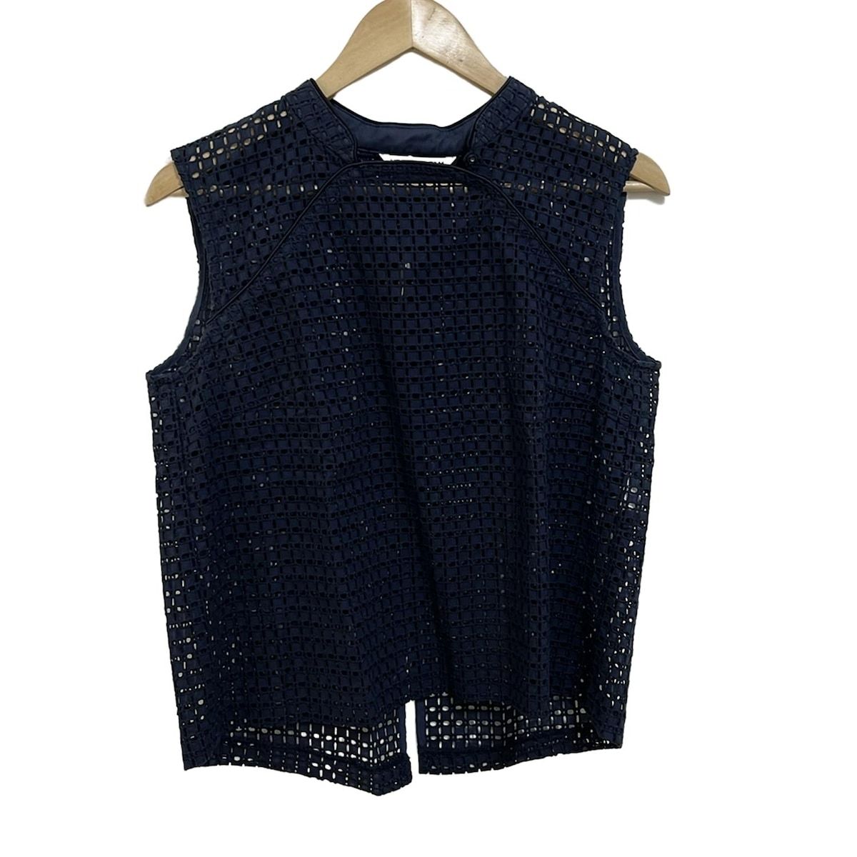 VIVIENNE TAM ノースリーブトップス VIVIENNE TAM（ヴィヴィアンタム） ストライプ切替ノースリーブ 紺0