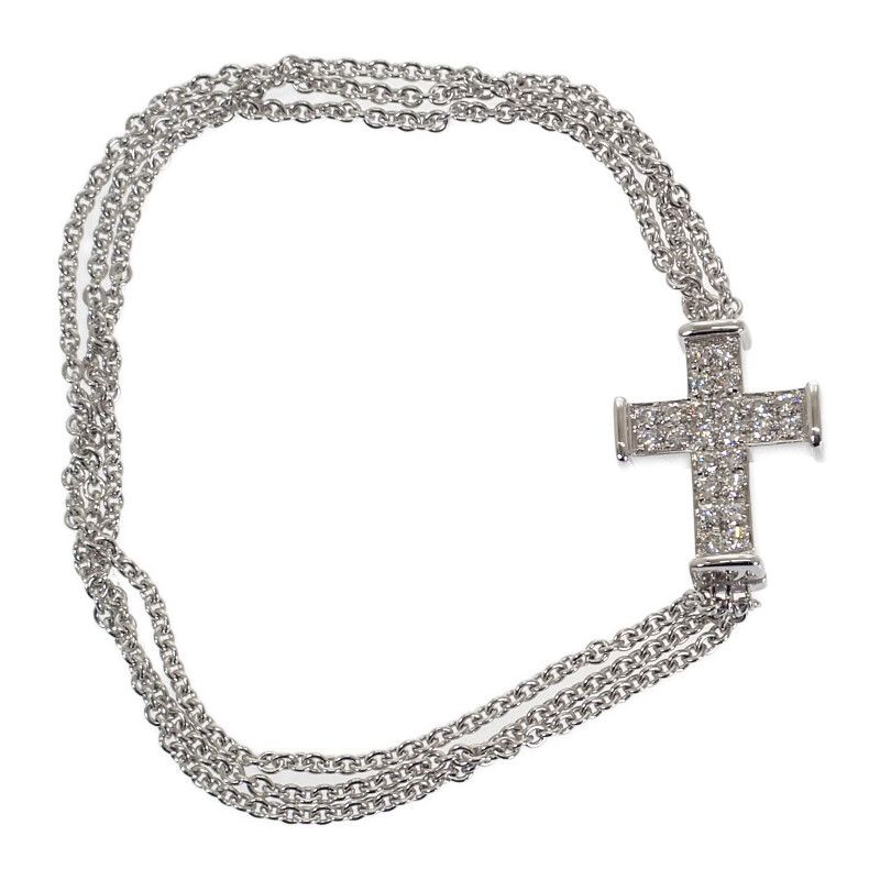 デザイン ジュエリー クロス ブレスレット K18ホワイトゴールド ダイヤモンド レディース Aランク