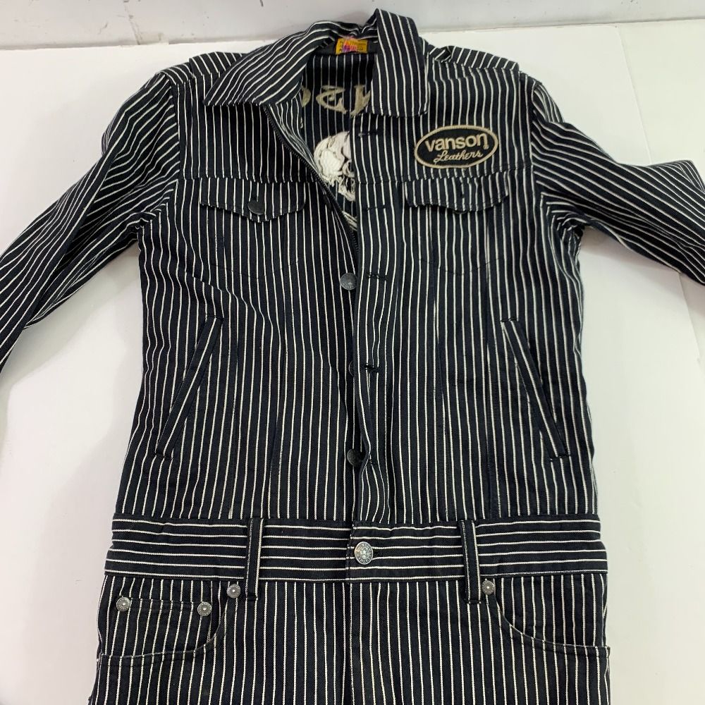 VANSON オーバーオール　ストライプ　XLサイズ　バンソン VANSON ストライプ オールインワン（VANSON オーバーオール