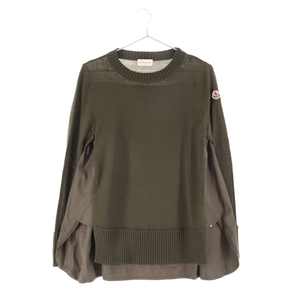 MONCLER (モンクレール) ヴァージン ウール ドッキング ニット カーキ 