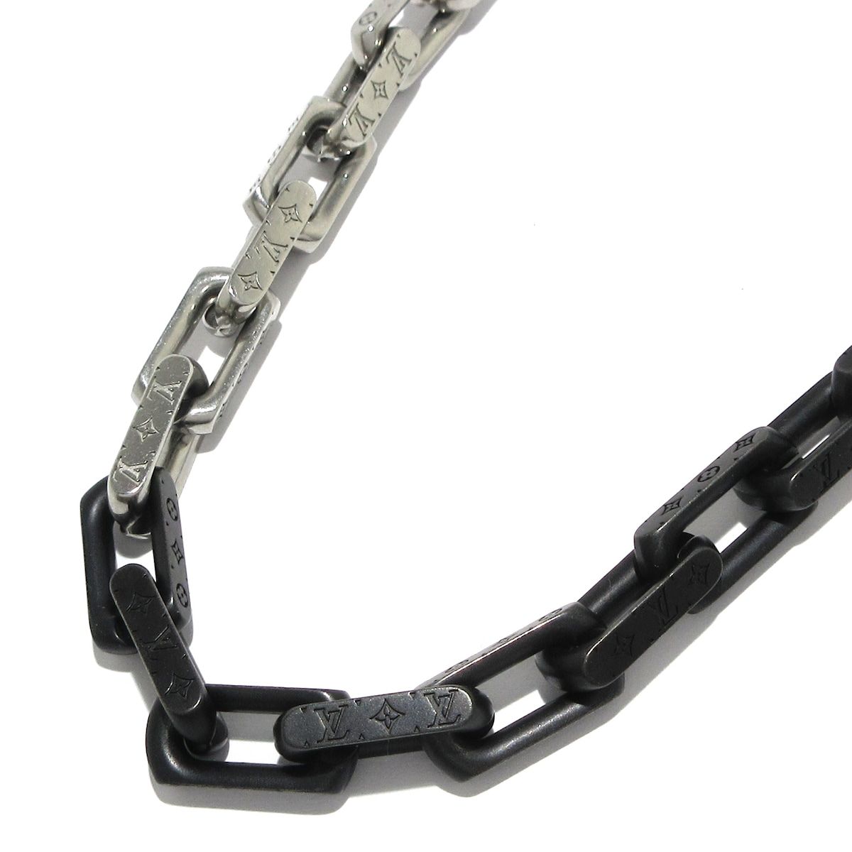 ルイヴィトン M00677 ネックレス モノグラムチェーン シルバー ブラック LOUIS VUITTON ルイヴィトン ネックレス モノグラム チェーン