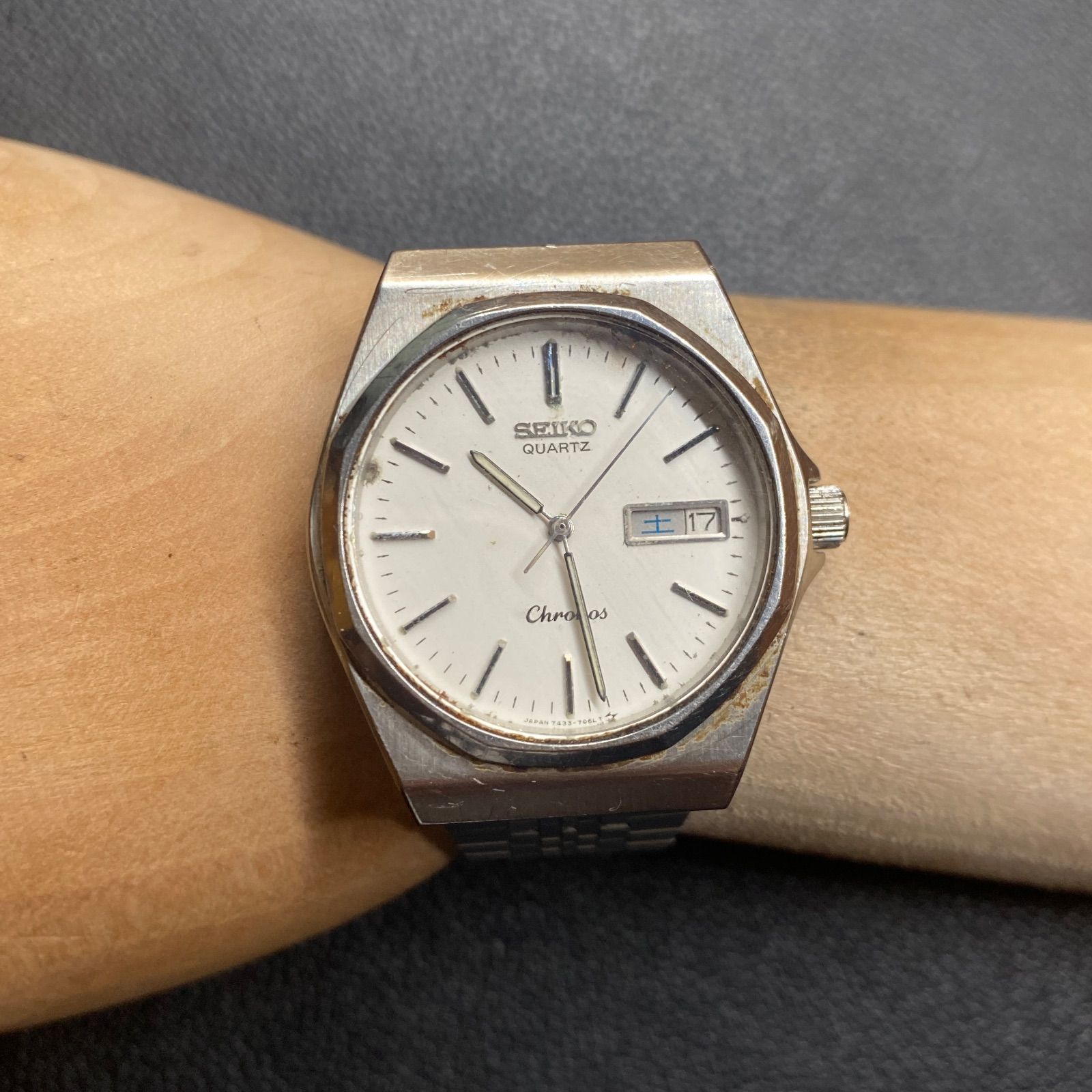 SEIKO セイコー CHRONOS クロノス 7433-7040 シルバー 3針 ラウンド 