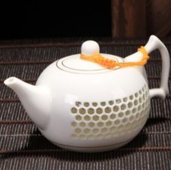 中国茶器セット【本格派】茶色無地　9点セット　+　【上級】小盛水付き