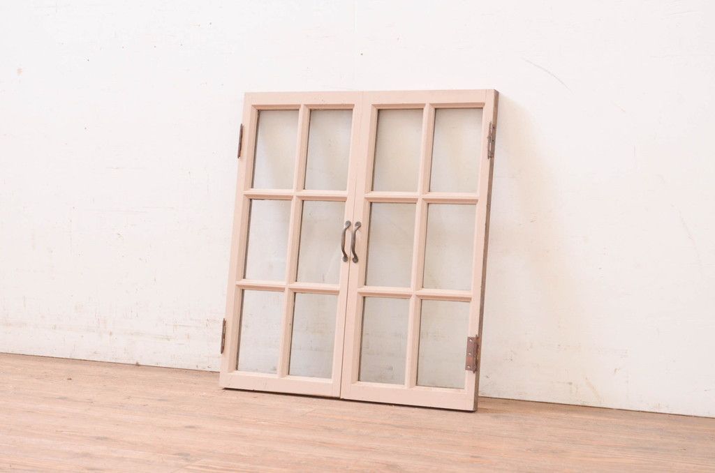 ▽現状販売▽ 両開き窓1対2枚セット アンティーク建具 タモ材 レトロ ▽現状販売▽ 両開き窓1対2枚セット アンティーク建具 タモ材 レトロ