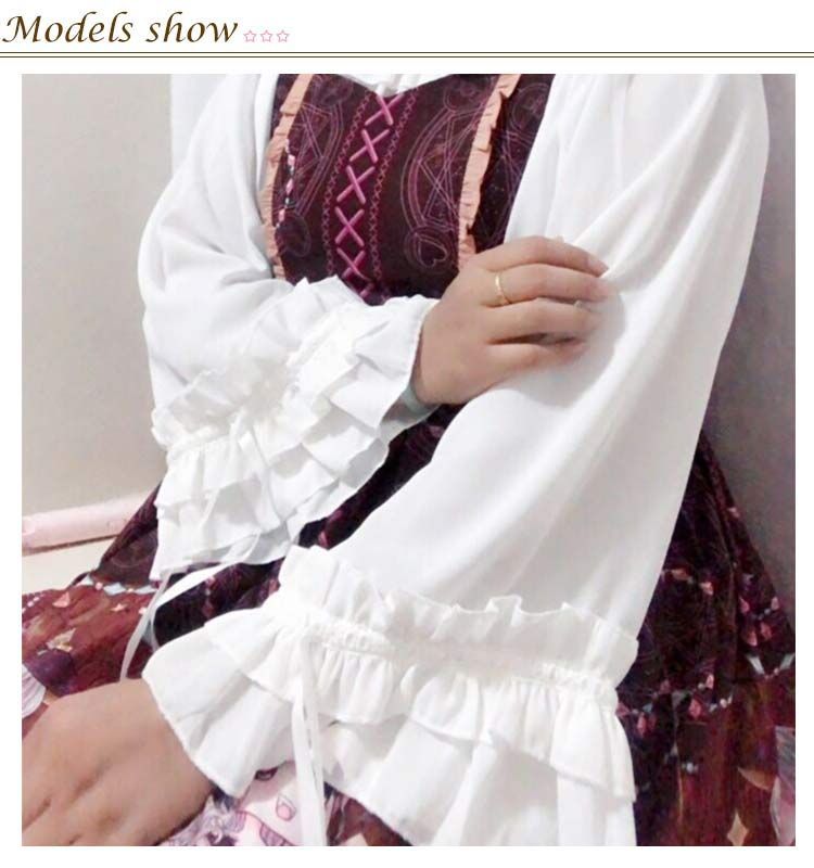 レディース シャツ 姫袖 ロリータ シフォンブラウス フリルブラウス 丸襟 リボン 修身 レース 柔らかい お茶会 ゴシックロリータ ゴスロ Amazon | コスプレロリータ 上質白シフォンブラウス レディース