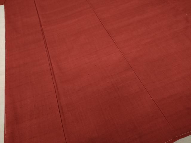 平和屋着物○本場結城紬 重要無形文化財 色無地 紅鳶色 正絹 逸品 未  