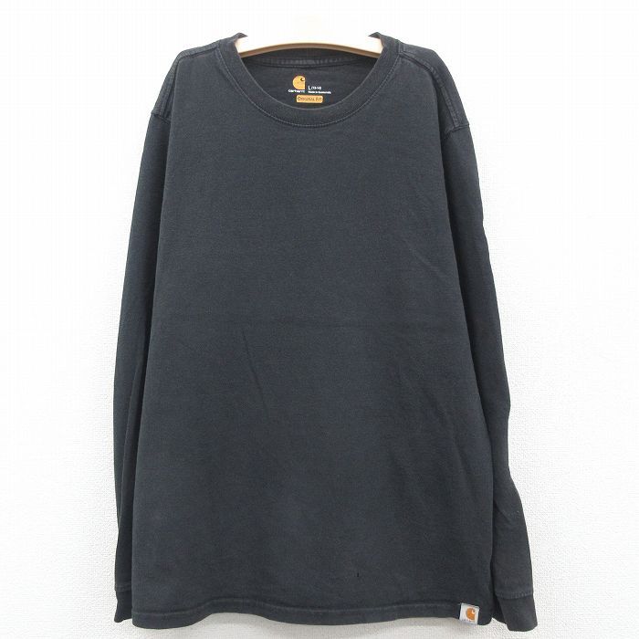 古着 カーハート 長袖 Tシャツ キッズ ボーイズ 子供服 コットン クルーネック 黒 ブラック 23may16