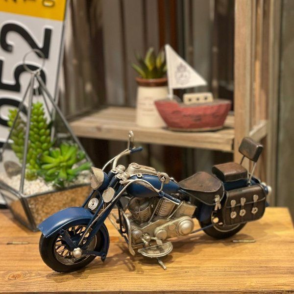 ブリキモーターサイクル ブルー 青 43052 ブリキ おもちゃ バイク オートバイ アンティーク レトロ 置き物 オブジェ インテリア おしゃれ  ギフト - メルカリ