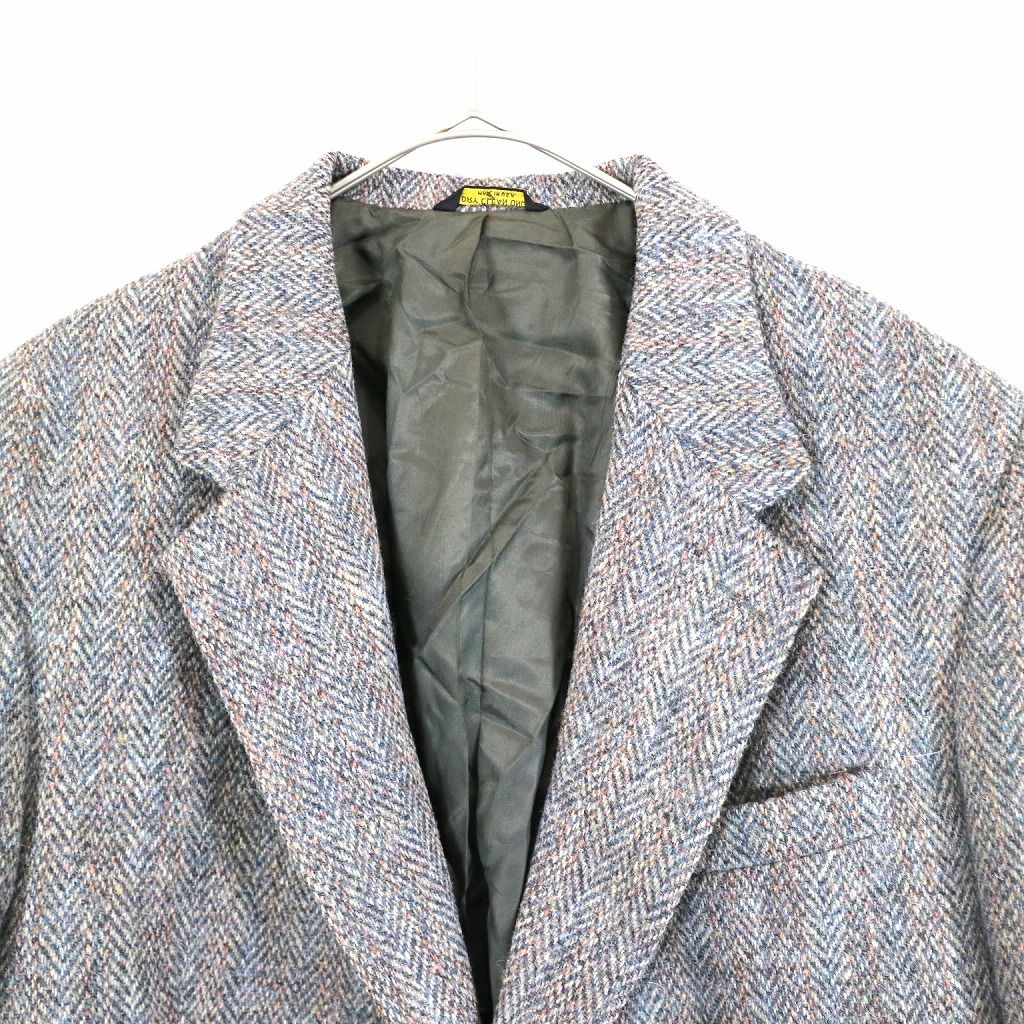 90年代 USA製 Harris Tweed ハリスツイード テーラードジャケット フォーマル ヘリンボーン グレー (メンズ Mサイズ相当)   N9266