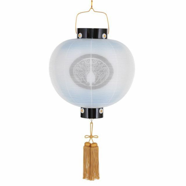 盆提灯 八女提灯 家紋承り提灯 門提灯丸 家紋入り 絹二重青ボカシ 13号 長さ82cm P3 8324-gj053alk 吊り提灯 電気コード式 初盆 お盆