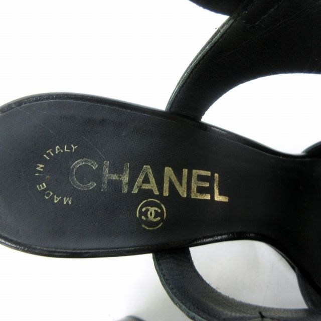 シャネル CHANEL サンダル 厚底 ハイヒール エナメル 切替 型 