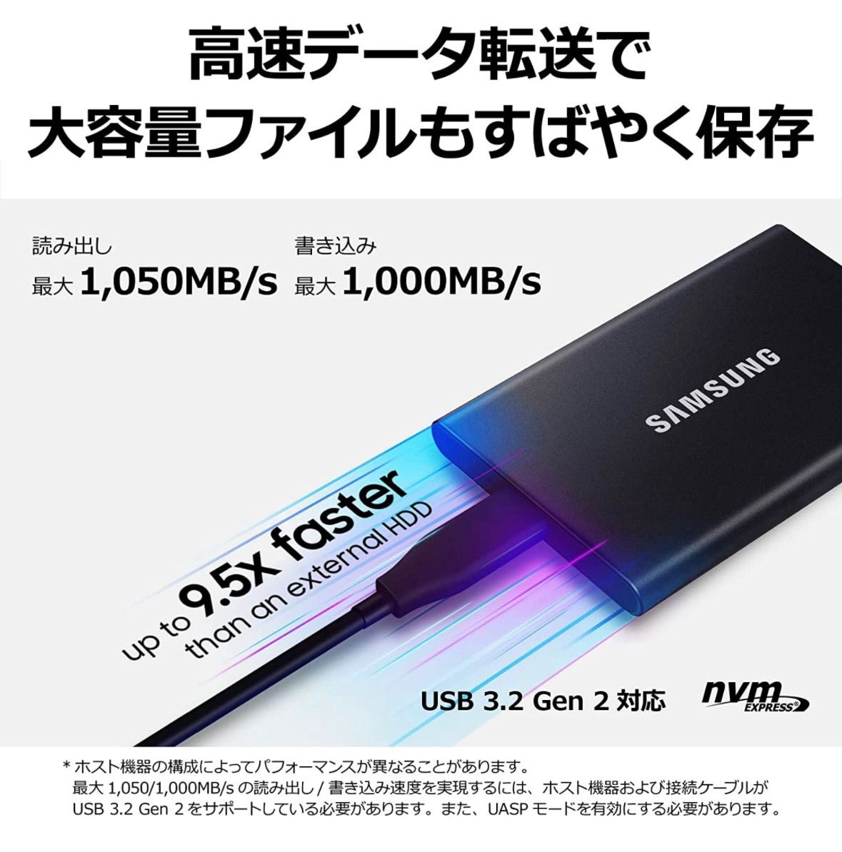 最安値】Samsung T7 1TB 最大転送速度1,050MB/秒 PS4/PS5動作確認済み ...
