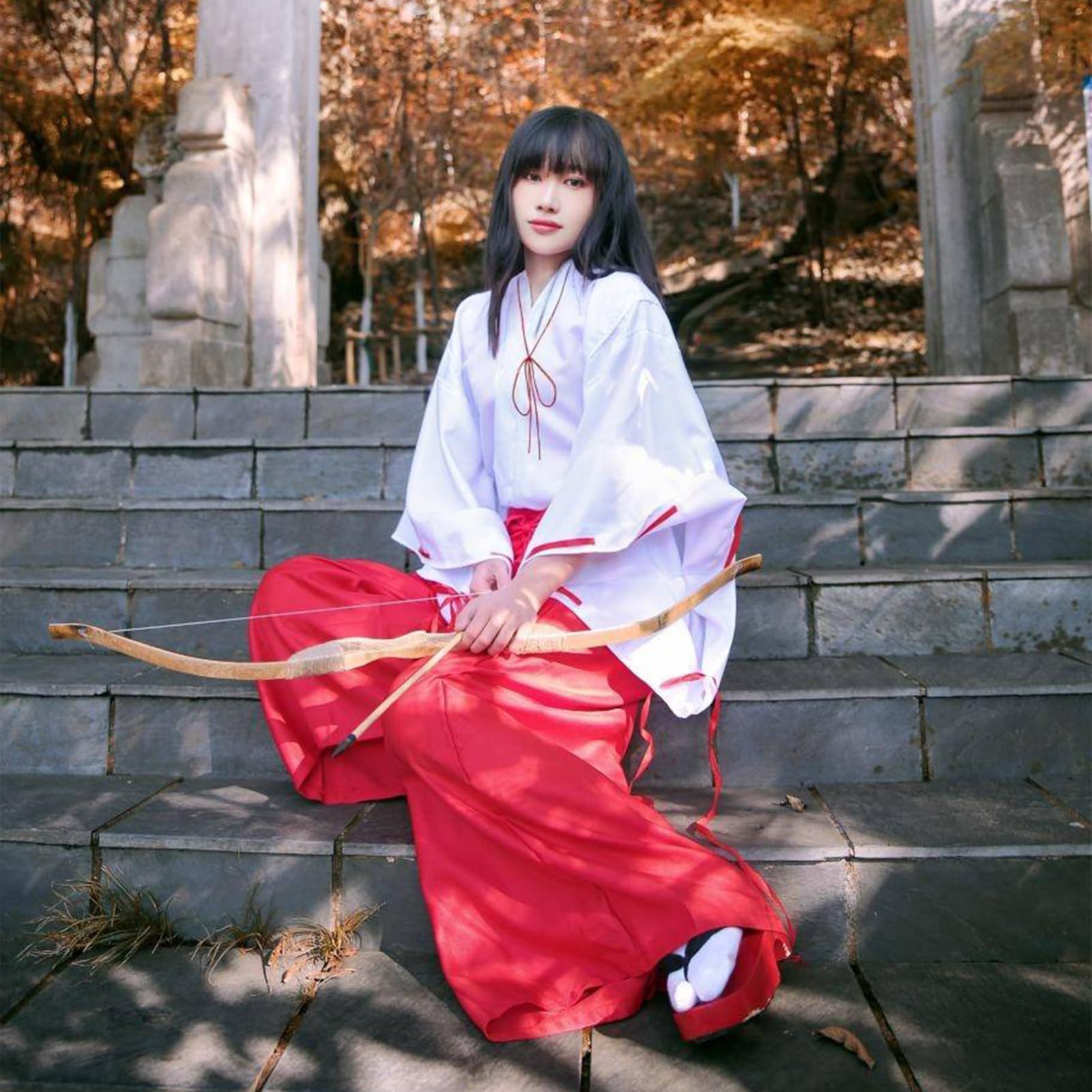 [Formemory] 巫女服 巫女さん コスチューム 和服 和風 ハロウィン ミニリボン巫女 神社巫女 仮装 白 赤 コスプレ衣装 レディース ゆったり お正月 ハロウィン仮装 学園祭 衣装