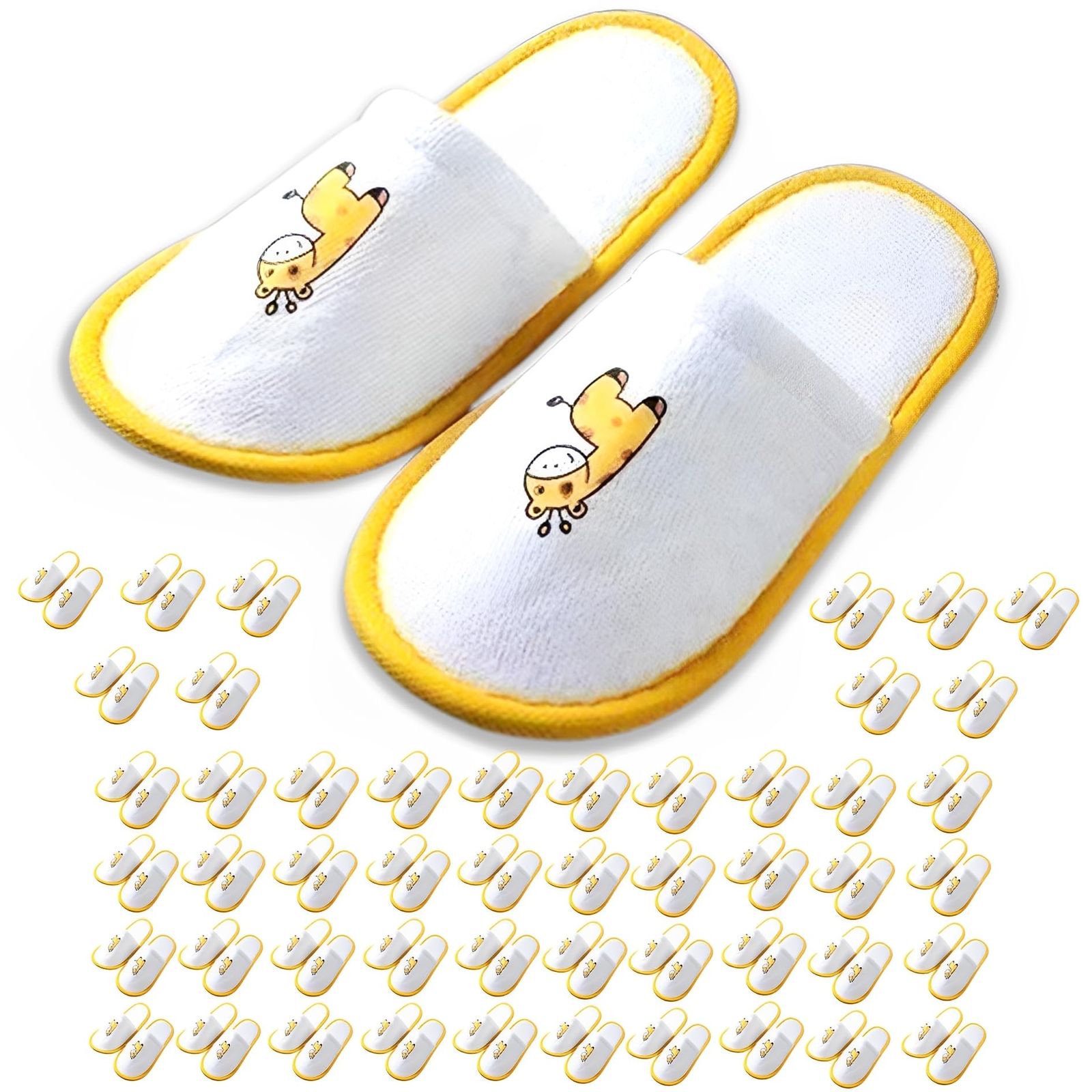 MIMIA こども 用 使い捨て スリッパセット きりん 柄 個包装 子ども 前閉じ スリッパ 滑らない 室内 厚手 キッズ すりっぱ キリン きりん柄 50足セット きりん柄 50足セット