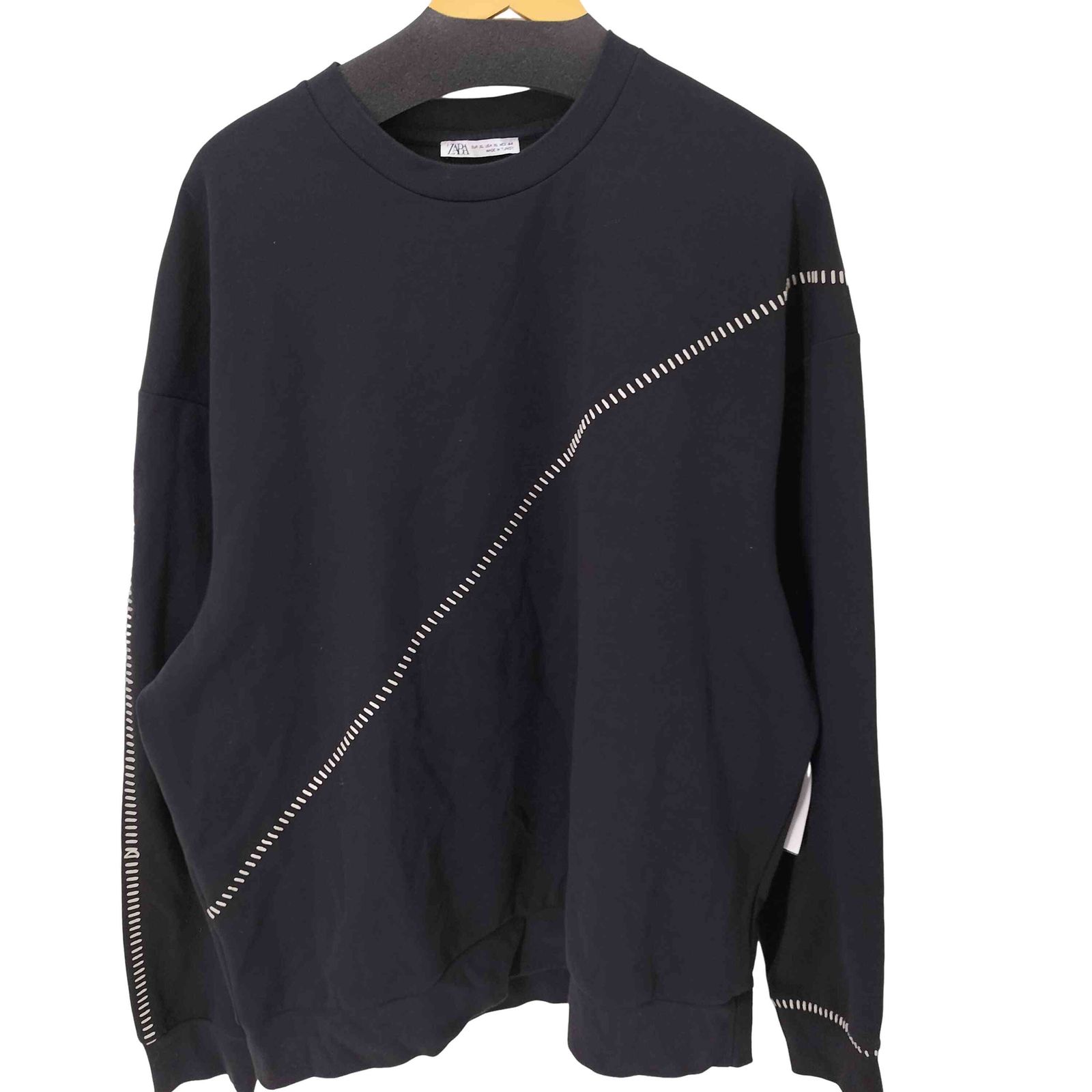 大人気，最新作 ザラ ZARA ステッチデザイン L/S クルーネックスウェット メンズ import：XL トレーナー・スウェット