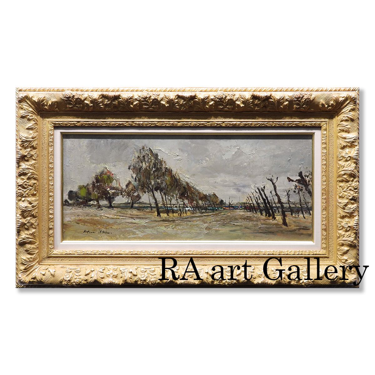 浮田克躬 ガロンヌ河の岸辺 油彩15号大 風景画 鑑定書付 原画 絵画 真作保証 最終値下げ 浮田克躬 ガロンヌ河の岸辺 油彩15号大 風景画 鑑定