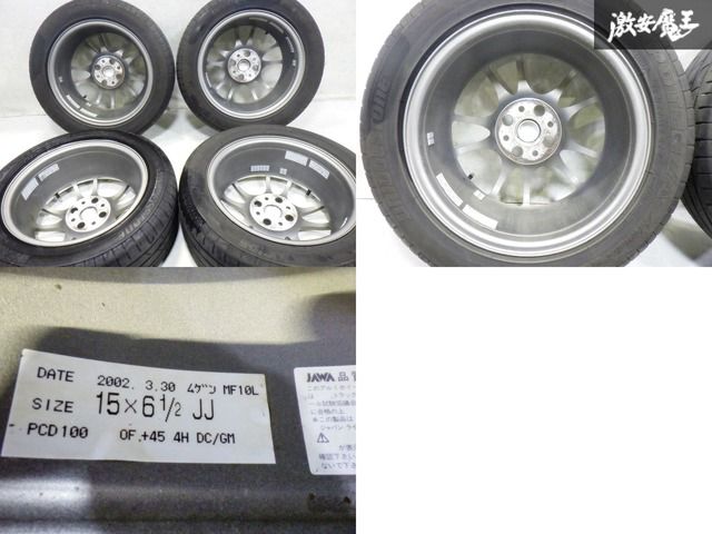 無限 MF10L 15インチ pcd100 4本 予備リムステッカー付 Yahoo!オークション - 希少 無限 MF10L 鍛造 MUGEN 15インチ 7JJ