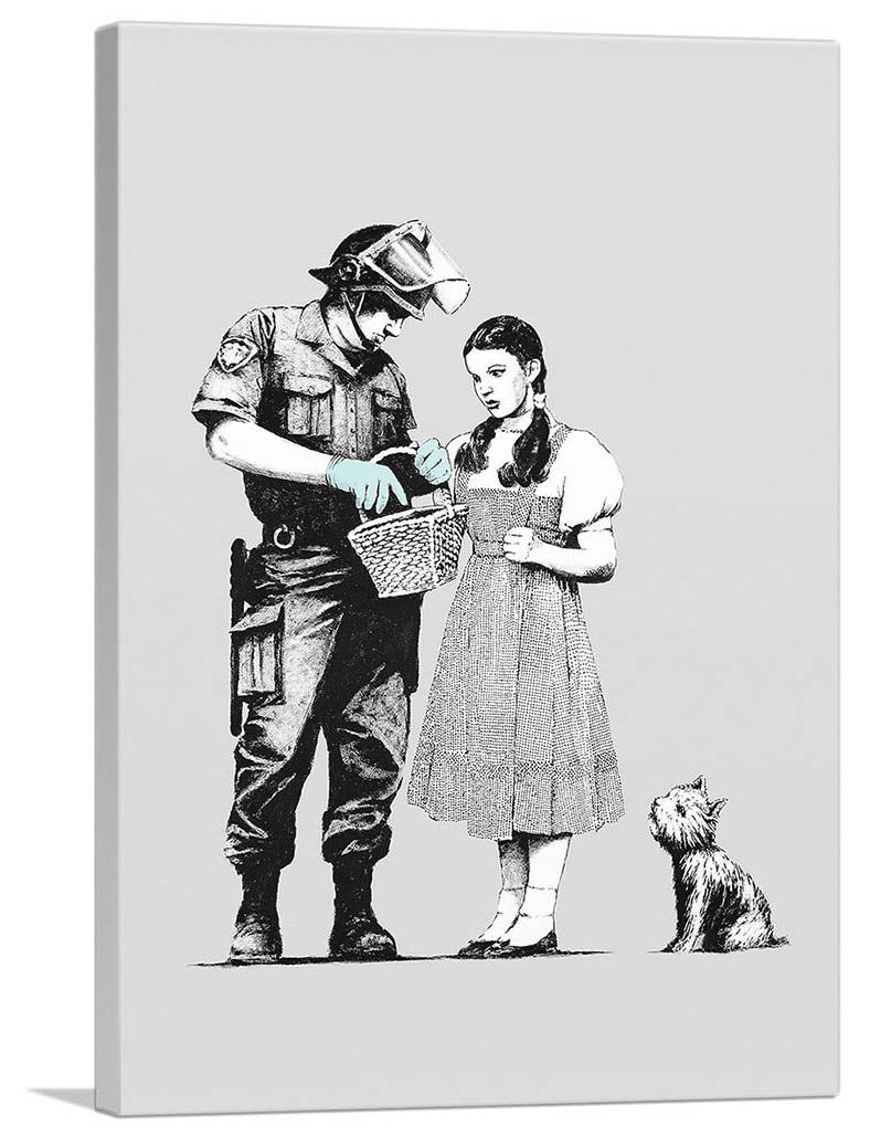 バンクシー アートパネル Mサイズ BANKSY Banksy「ドロシー ポリス サーチ/Dorothy Police Search」キャンバスジークレ 発送目安15～20営業日