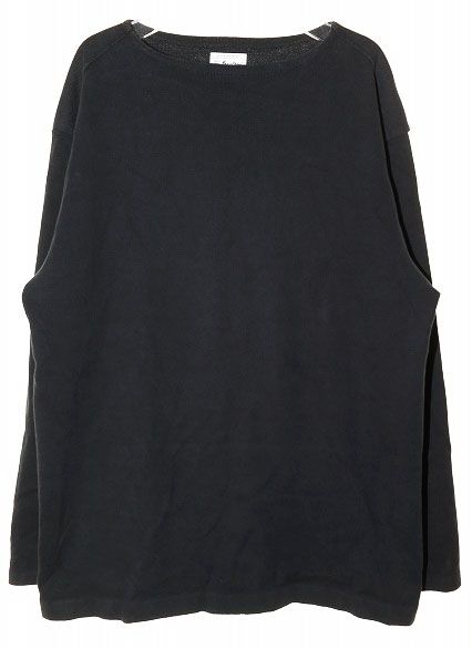 Yonetomi NEW BASIC WAVE COTTON BASQUE KNIT BOAT NECK BLACK 3 ヨネトミ ニュー ベーシック ウェーブ コットン バスク ニット ボートネック ブランド古着ベクトル ●251021
